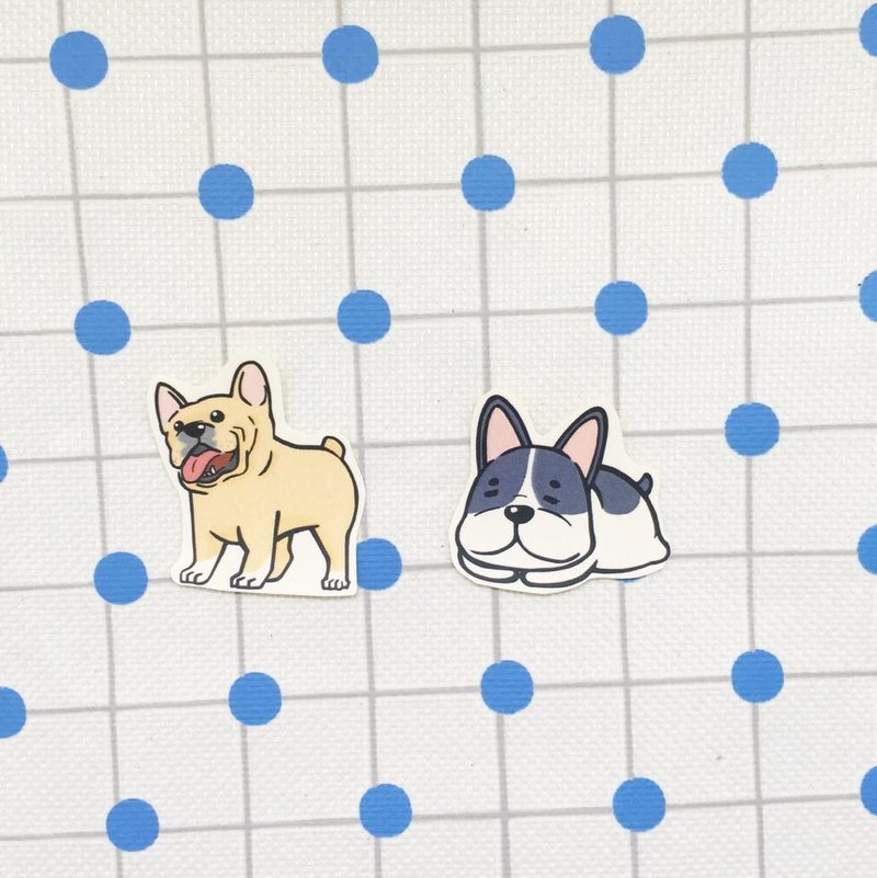 法斗两种型/手帐贴纸 - 贴纸 - 纸 黄色