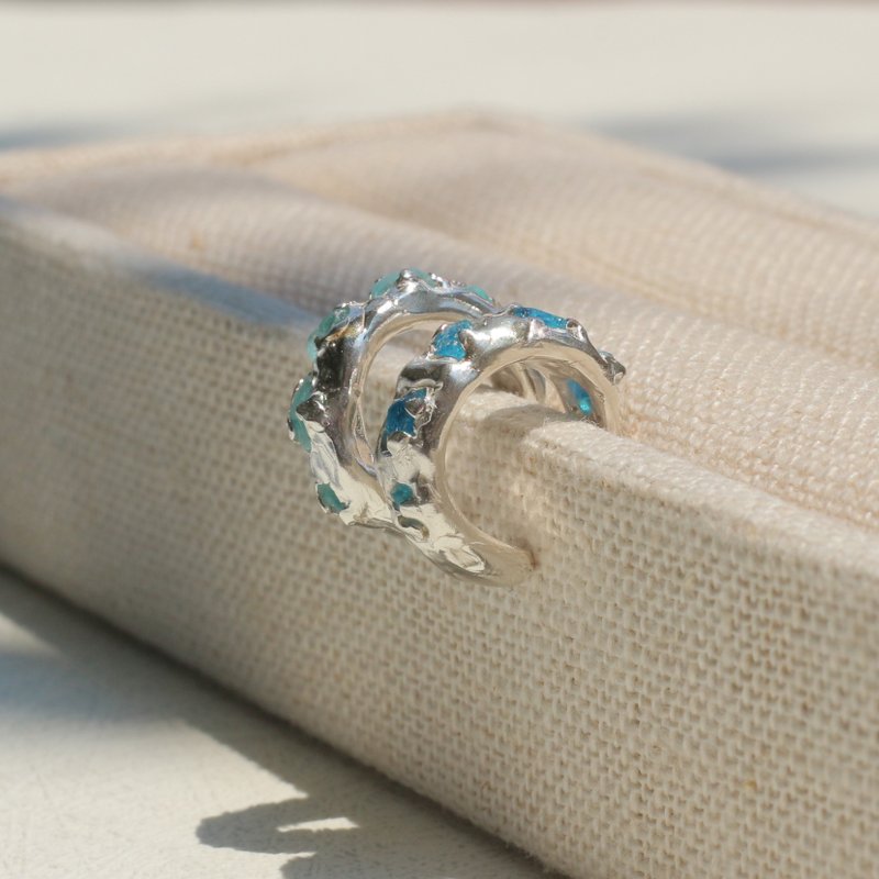 夏季凉爽的磷灰石银耳钩 - 耳环/耳夹 - 宝石 银色