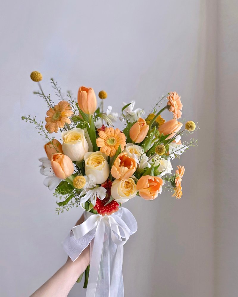 【鲜花】橘黄色郁金香玫瑰自然风鲜花捧花 - 其他 - 植物．花 橘色