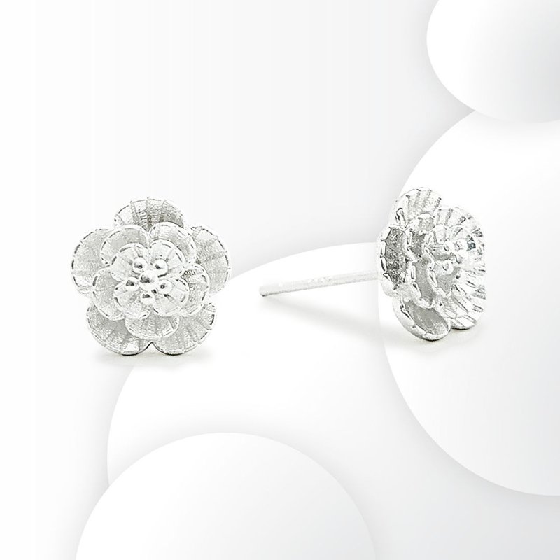 Silver Flower Earrings - 耳环/耳夹 - 纯银 