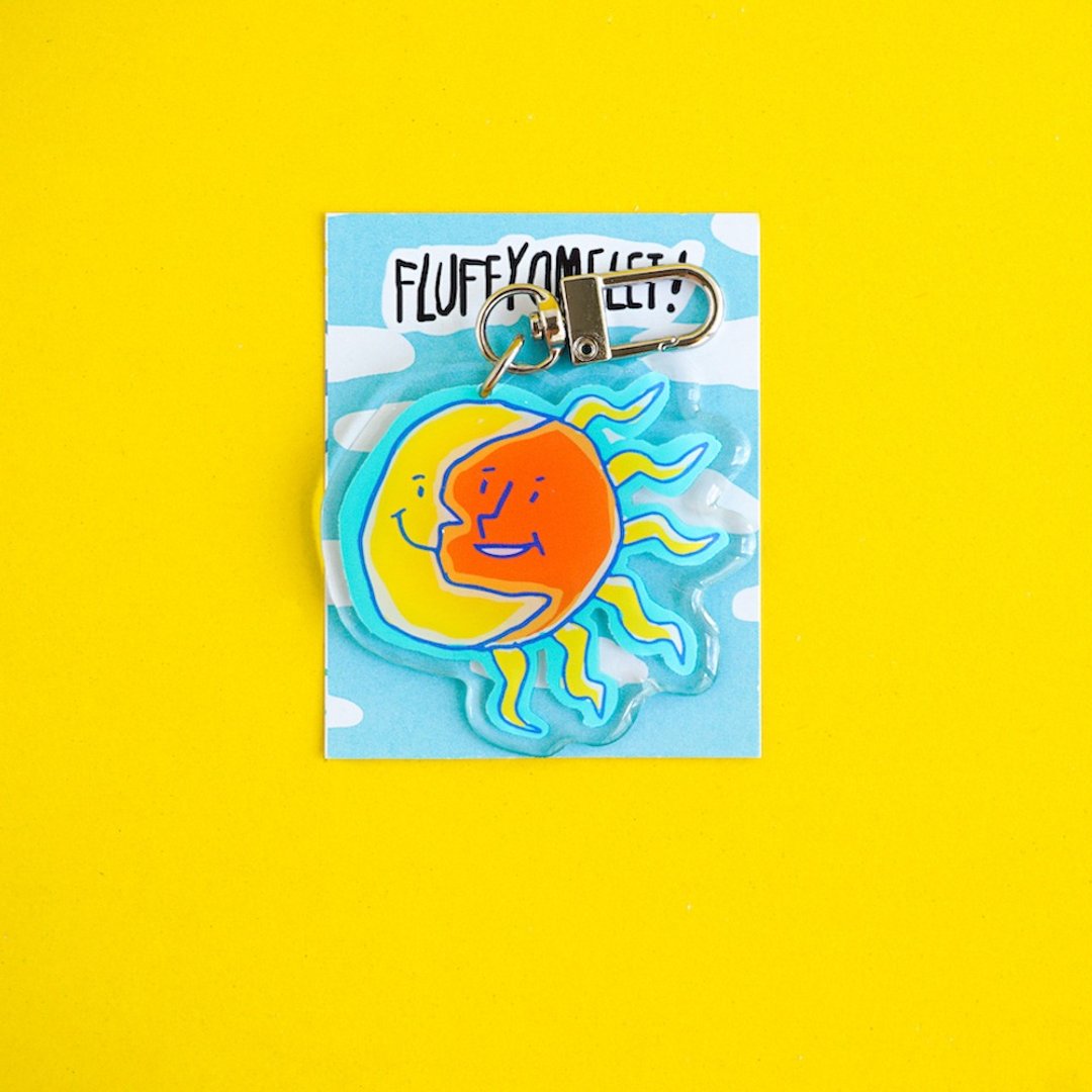 蓬松蛋卷 - 钥匙圈/别针/手机握把 - Sun n' Moon - 手机座/防尘塞 - 压克力 黄色
