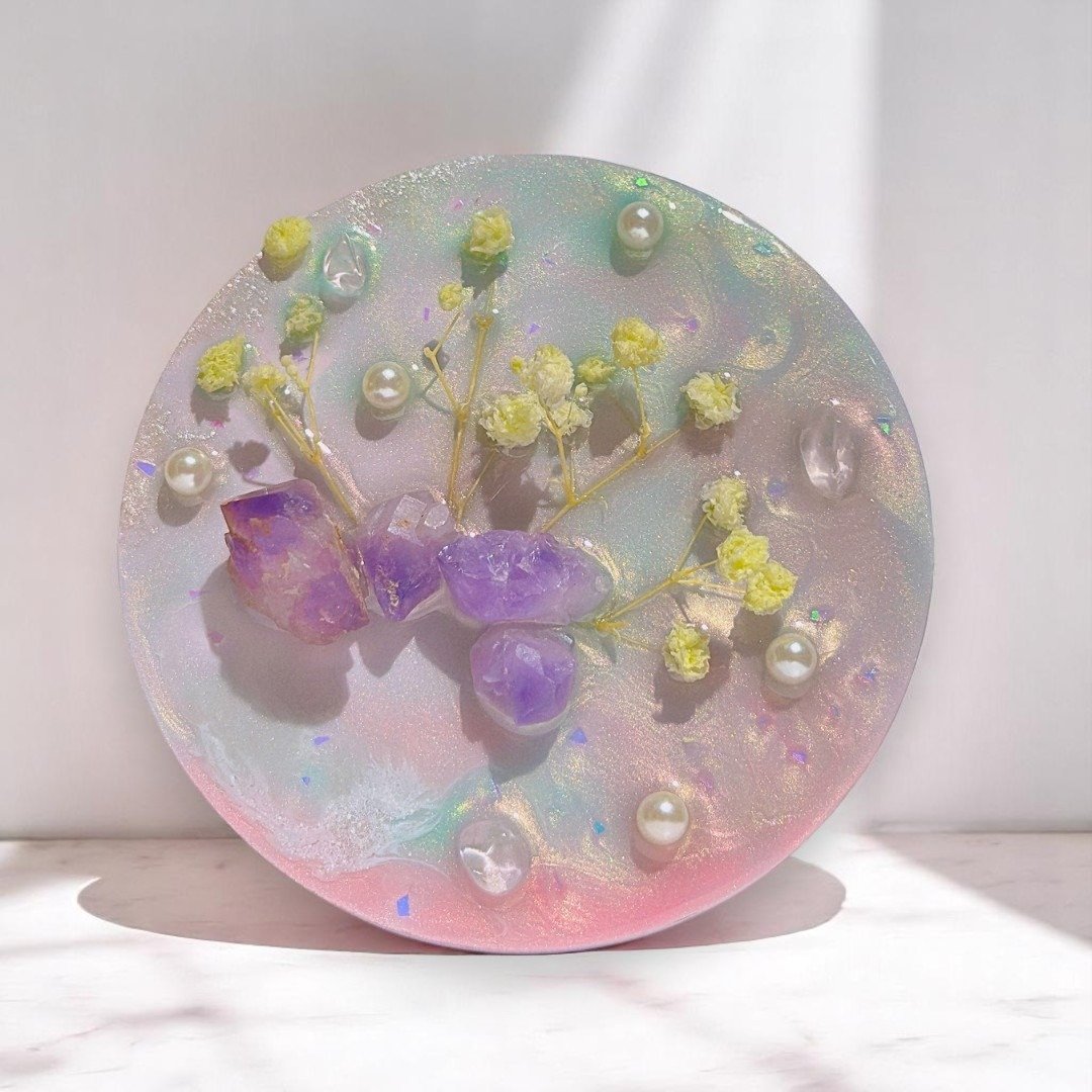 光之花园 水晶花植能量晶盘 招桃花水晶 - 摆饰 - 水晶 粉红色