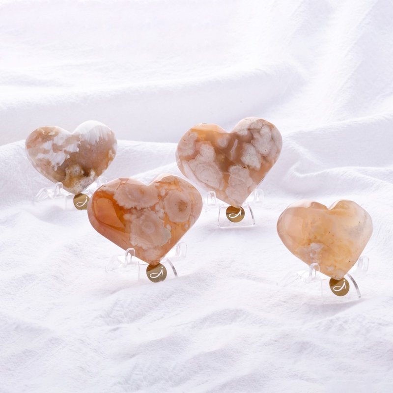 樱花玛瑙爱心 | 摆件 |  赠底座 - 摆饰 - 水晶 粉红色