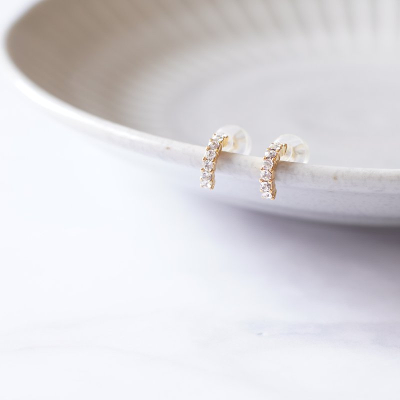 【K18】金质 高品质 钻石造型 耳环 一对 18K 日本制 - 耳环/耳夹 - 其他金属 金色
