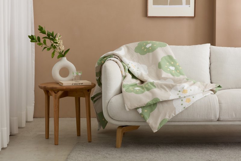 【独家预购】SOU・SOU HOLA 双层纱纯棉盖毯 微笑 绿 - 被子/毛毯 - 其他人造纤维 透明