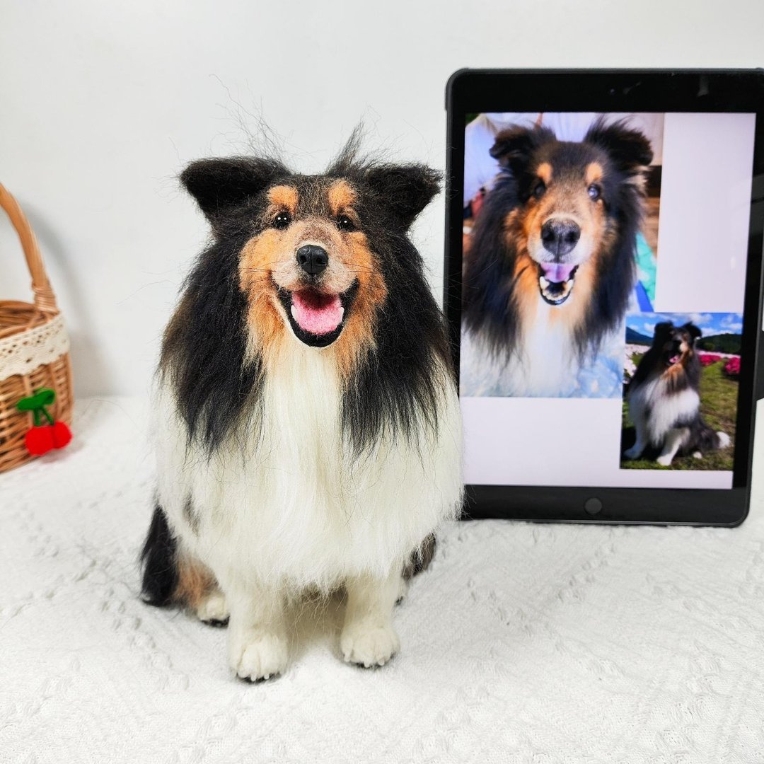 定制 逼真犬 毛孩 宠物 博美犬 羊毛毡 娃娃 似颜绘 纪念 狗狗 p1 - 玩具 - 羊毛 多色