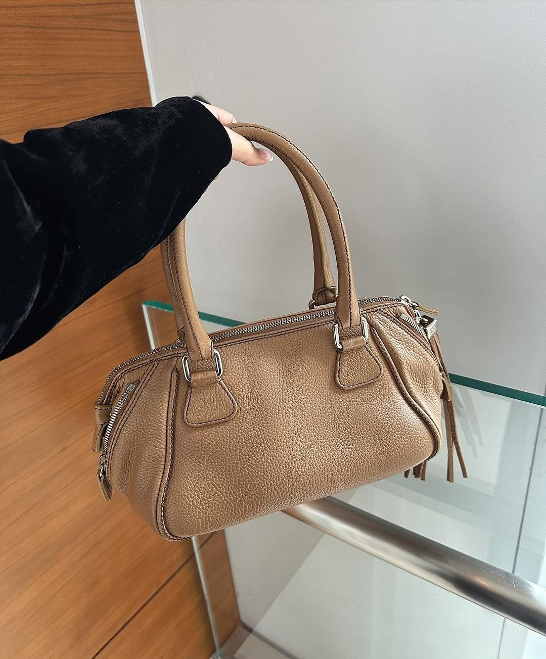 中古包 Chanel 香奈儿 Y2K流苏款中号 - 手提包/手提袋 - 真皮 卡其色