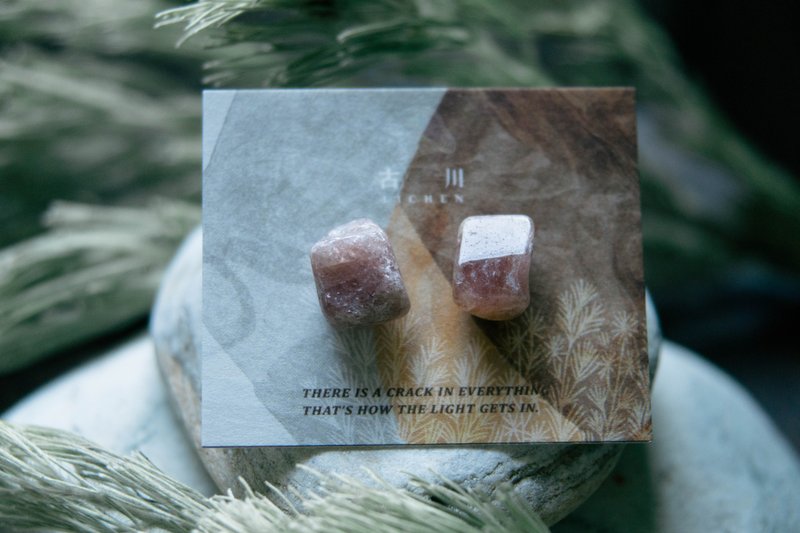 CRACK | 矿物系耳环 |  EARRINGS - 耳环/耳夹 - 玉石 粉红色