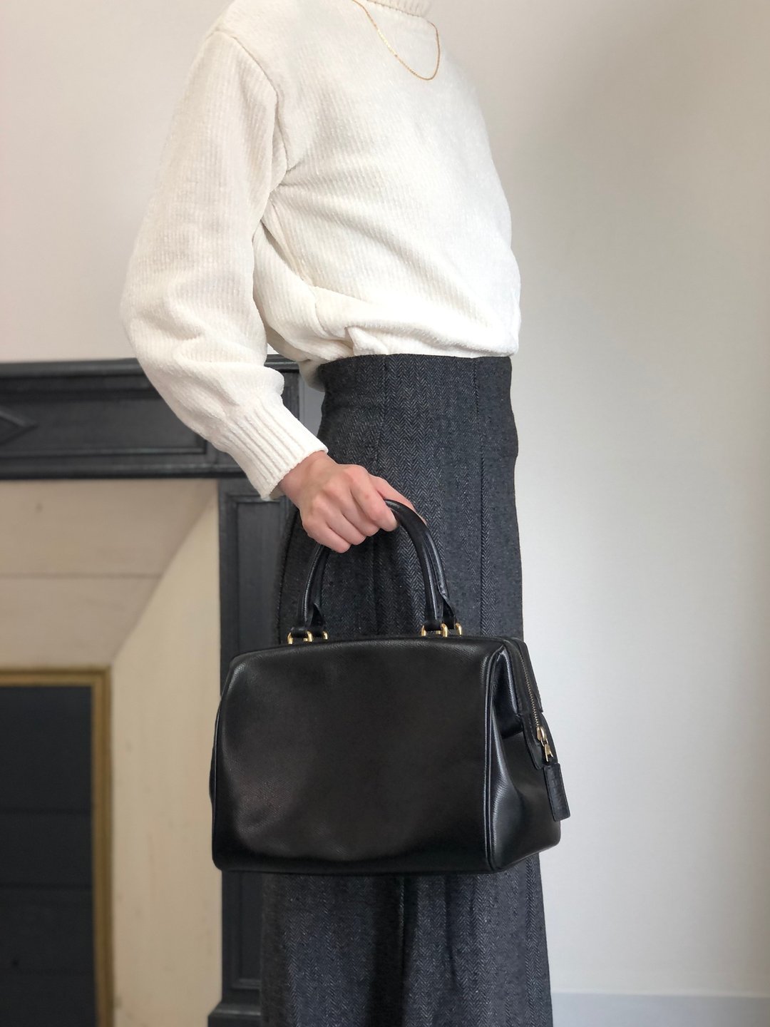 【 日本直送 名牌中古包 】CELINE 赛琳 手提包 黑色 皮革 2WAY 迷你波士顿包 vintage 古董 老品 mh45yy - 手提包/手提袋 - 真皮 黑色