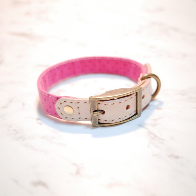 狗 项圈 M号 他的小粉红 附铃铛 可加购吊牌 可上牵绳 - 项圈/牵绳 - 棉．麻 
