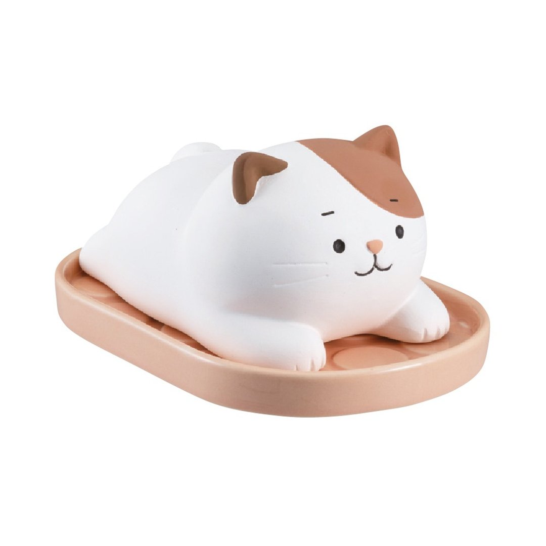 日本Decole KARATTO MASCOT 自然除湿器 - 无所事事三色猫 - 摆饰 - 陶 白色