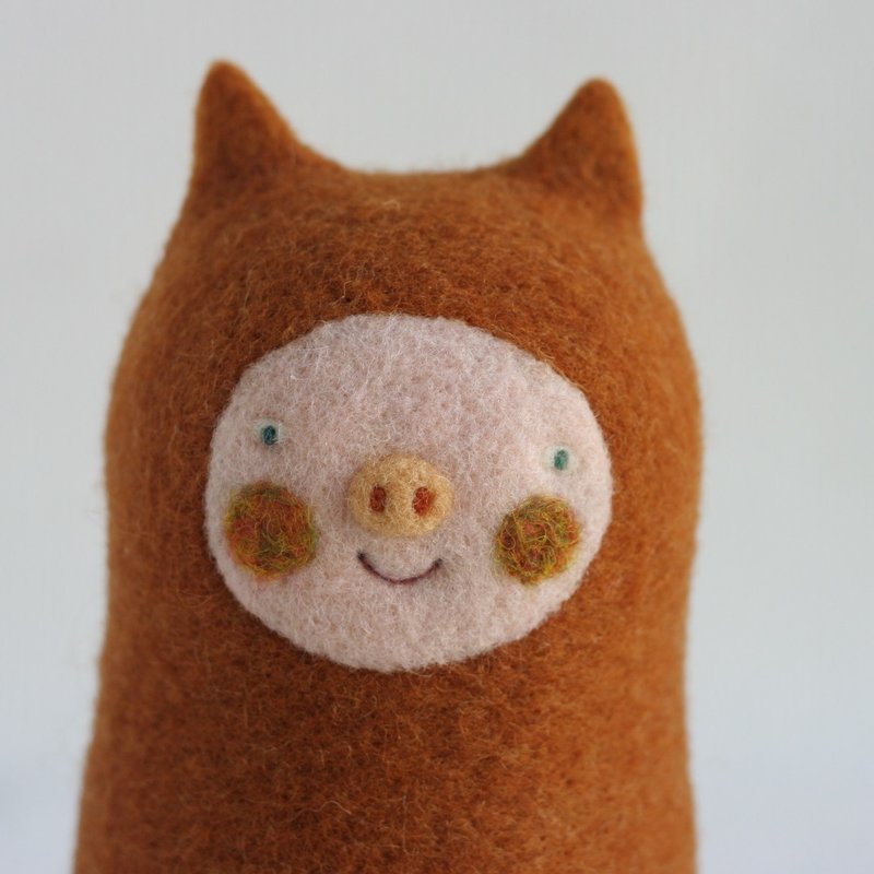 「BUTA HANACO-SAN」 WOOL FELT - 玩偶/公仔 - 羊毛 咖啡色
