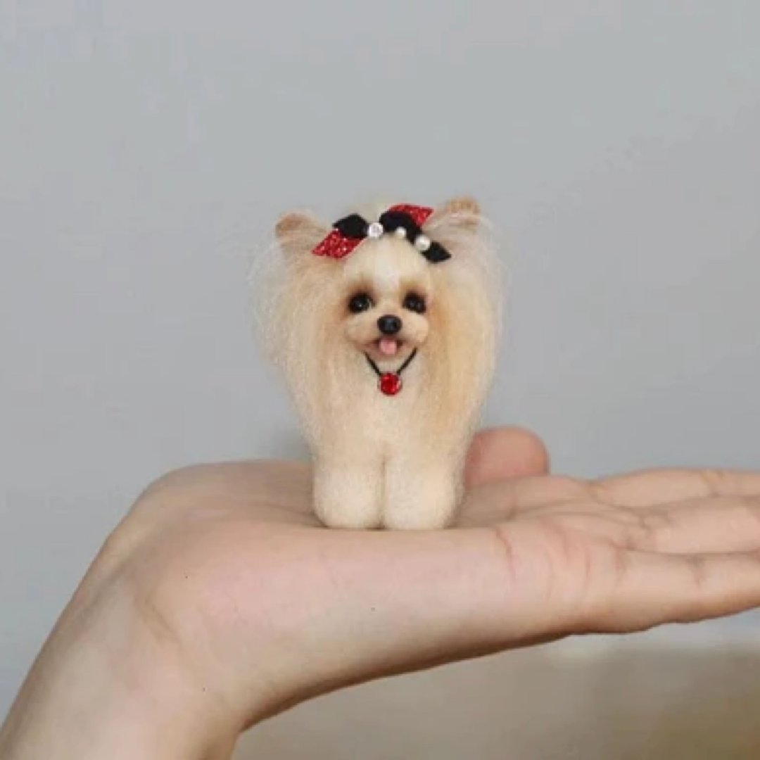 定制 逼真犬 毛孩 宠物 羊毛毡 娃娃 似颜绘 纪念 狗狗 礼物 d6 - 玩具 - 羊毛 多色