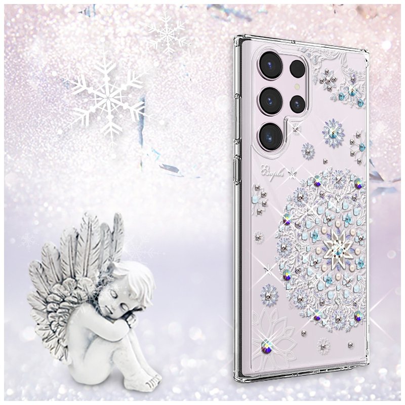 Samsung S25/S24/S23/S22 轻薄军规防摔水晶彩钻手机壳-天使心 - 手机壳/手机套 - 其他材质 多色