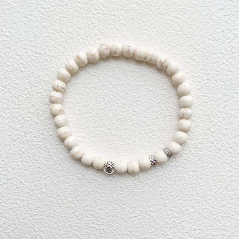 Evil Eye・白 | 白松石 | 恶魔之眼 | 晶矿手环 - 手链/手环 - 石头 白色
