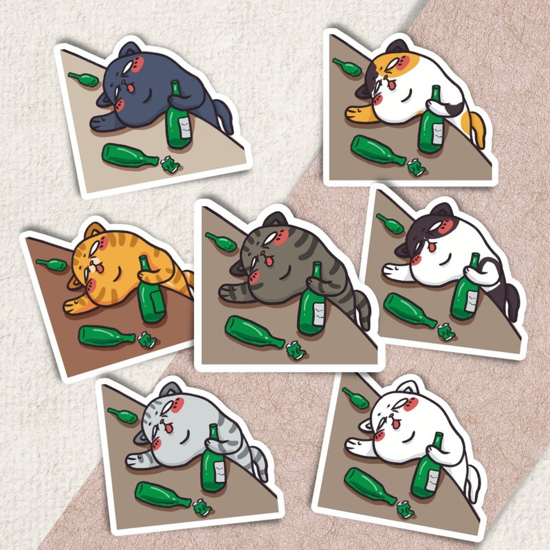 猫咪贴纸 / 老板再来一灌 / pvc / 5cm - 贴纸 - 其他材质 多色