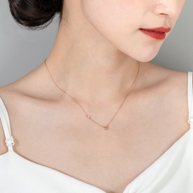 京华钻石 米奇与米妮系列钻石项链 10K玫瑰金 0.03克拉 - 项链 - 钻石 