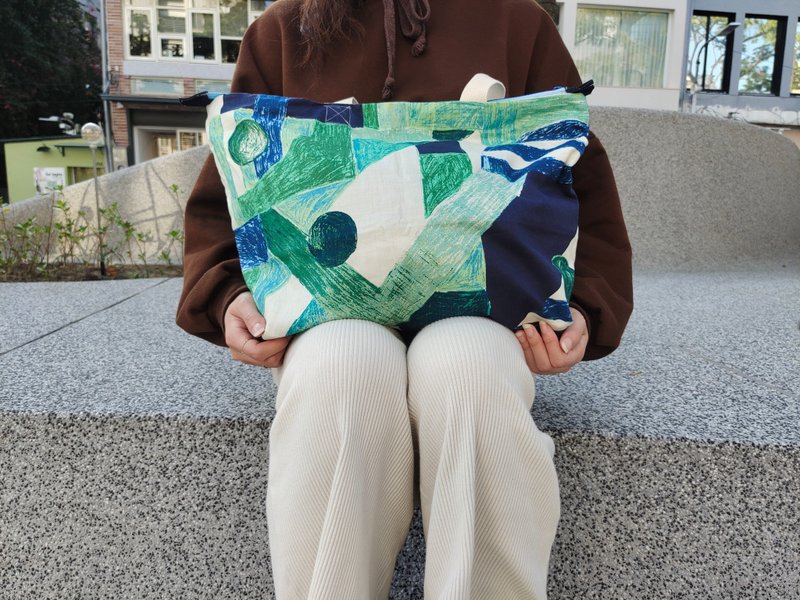 几何-立体托特包-设计师系列 - 侧背包/斜挎包 - 棉．麻 绿色