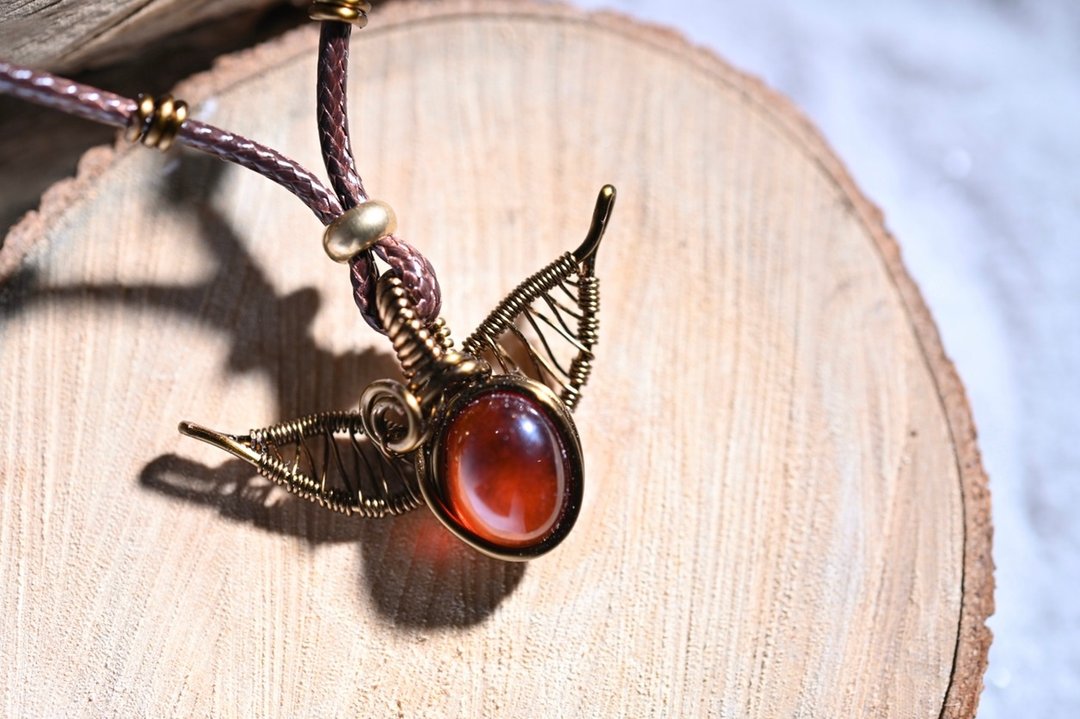 红石榴石 Garnet 金属编织 水晶原矿 手作设计 - 项链 - 宝石 