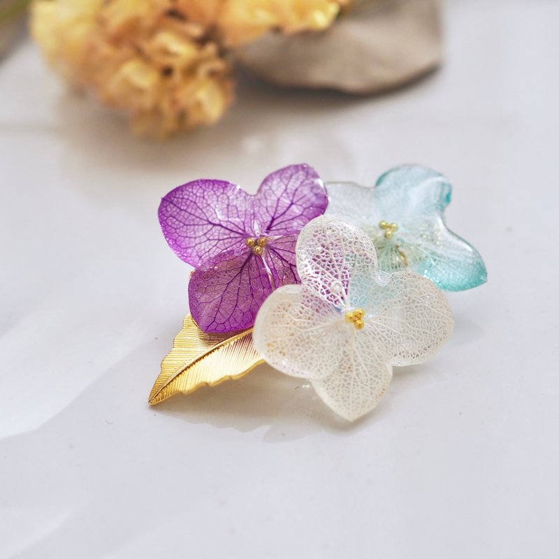 Hydrangea Brooch*Blue Violet*BR 001-B - 胸针 - 植物．花 蓝色
