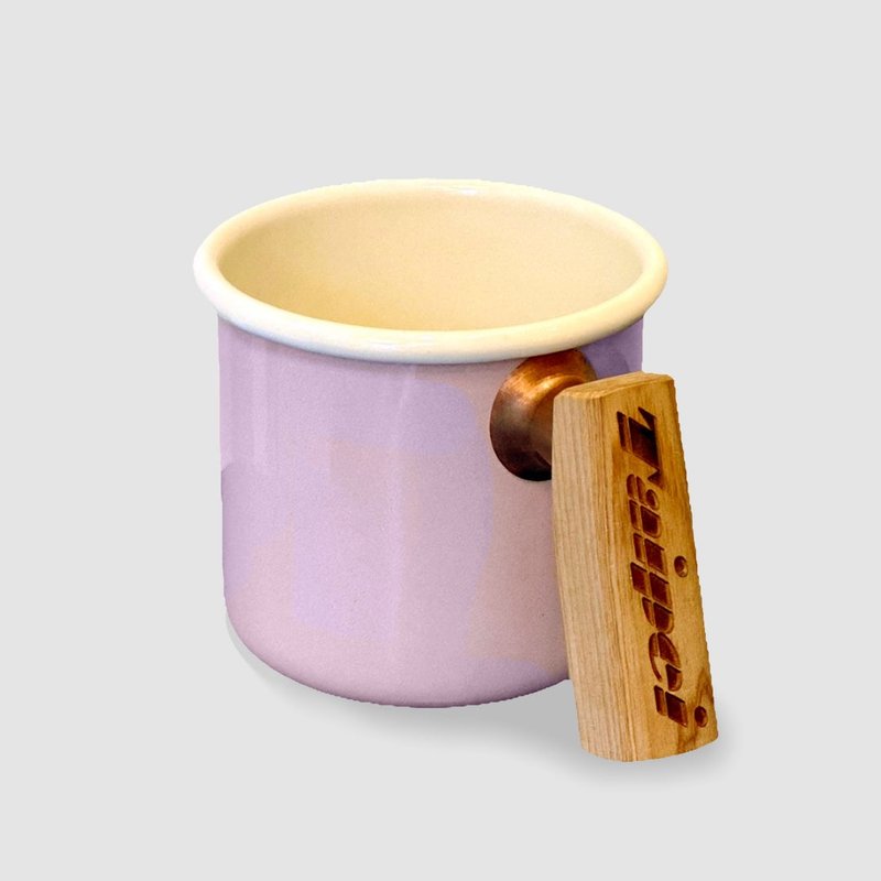Truvii 桧木把手双色珐琅杯 露营杯 - 珊瑚粉 - 其他杯子 - 珐琅 粉红色