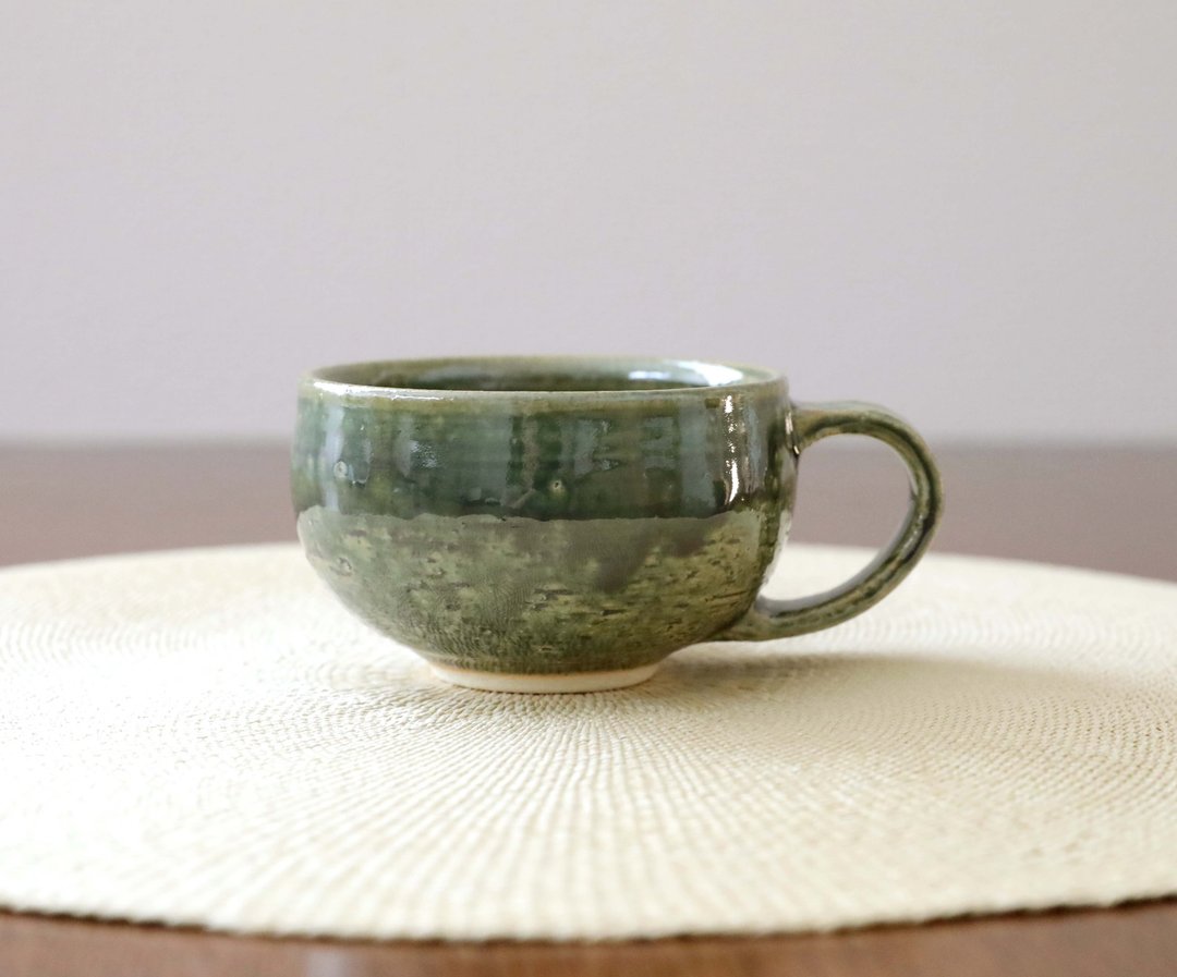 Oribe glaze mug 3 - 咖啡杯/马克杯 - 陶 绿色