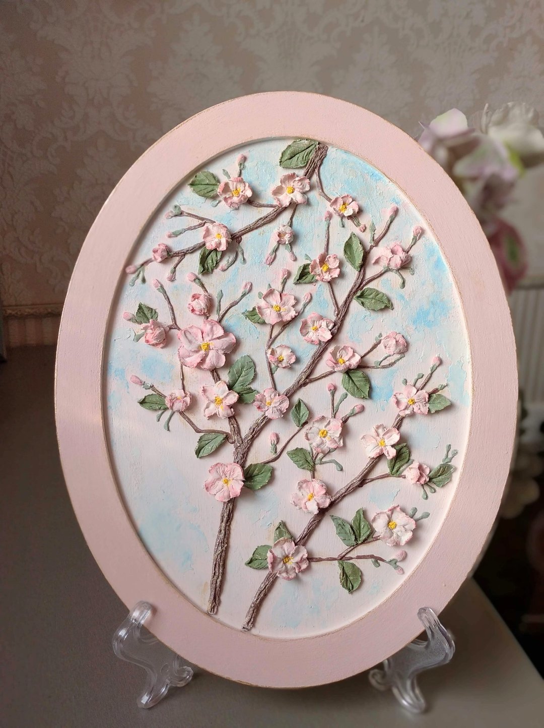 樱花画作 婴儿房画作 3D 樱花 花卉画作 - 儿童家具 - 木头 粉红色