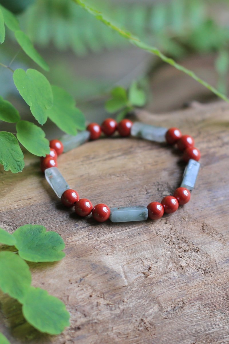 春秋手作 | 原矿高含量6mm+方形血石 |  本命年 - 手链/手环 - 半宝石 
