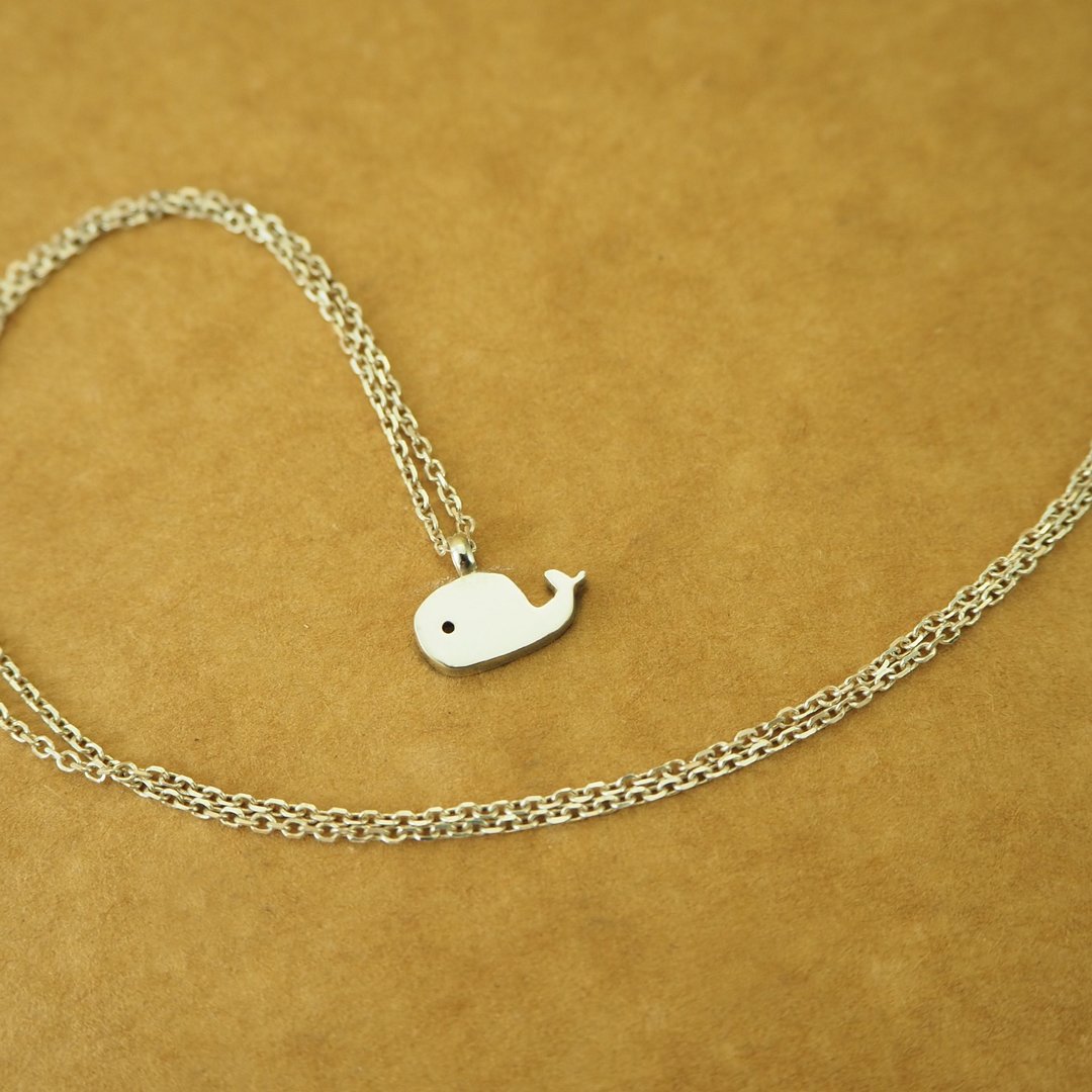 whale necklace_鲸鱼项链 925银 女生礼物 毕业礼物 环保 爱地球 - 项链 - 银 银色