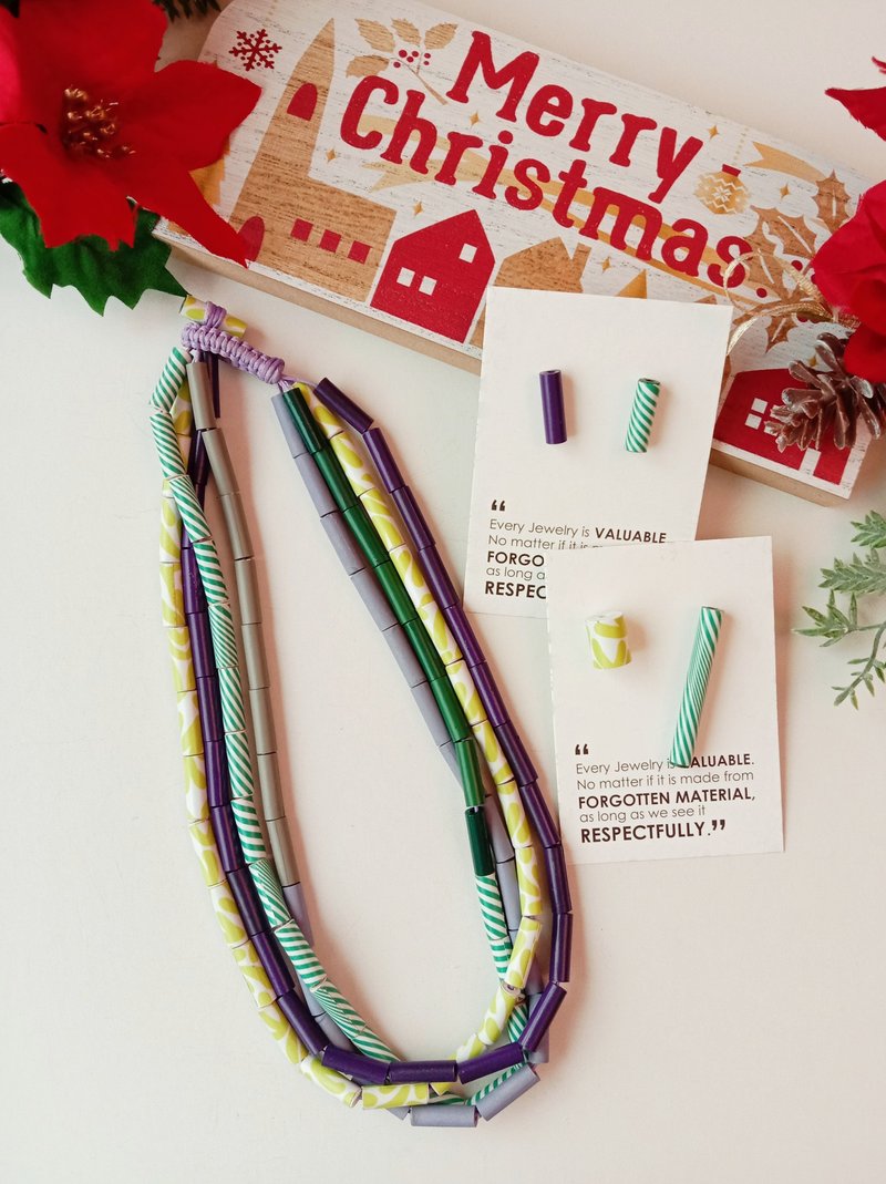 多层次短款项链_鸢尾花色彩珠的组合 防水雾设计 - 项链 - 纸 紫色