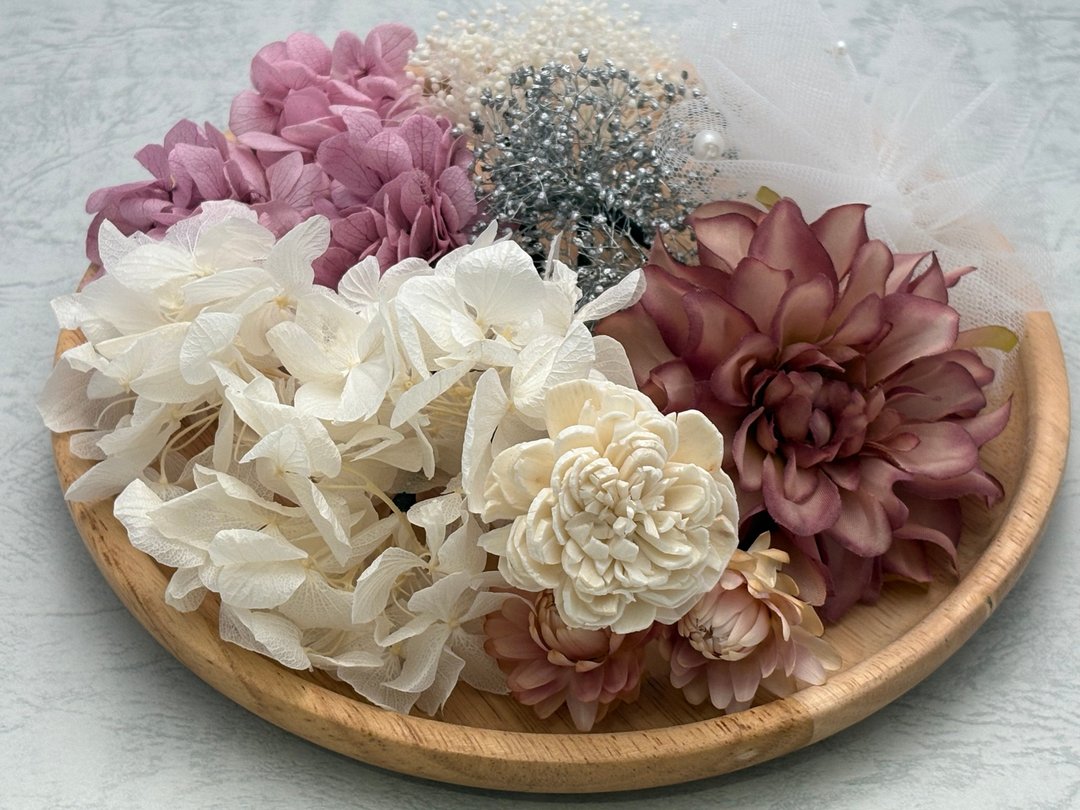 【手工制作】大理花 x 干燥花发饰组合 - 发饰 - 其他材质 多色