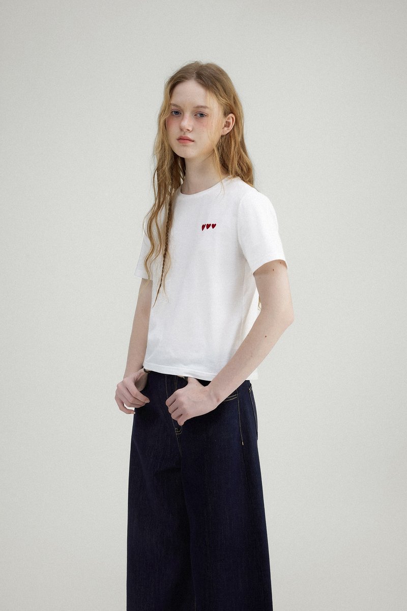 crush 爱心复古植绒雪花肌理短袖T恤 - 女装 T 恤 - 其他材质 多色