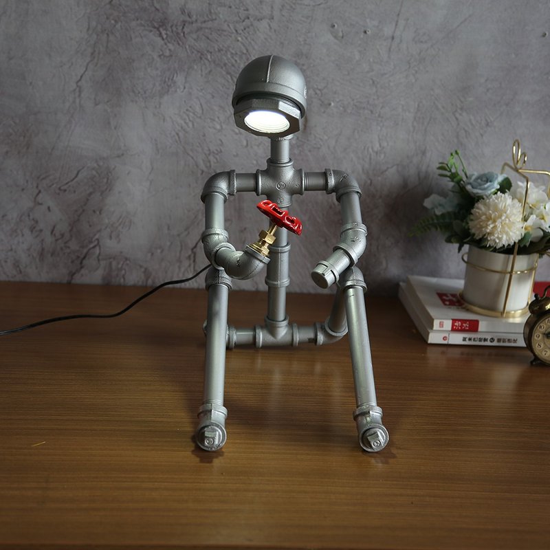 交換禮物创意水管灯机器人沉思灯LED书房灯生日礼物情人节礼物 - 灯具/灯饰 - 其他金属 灰色