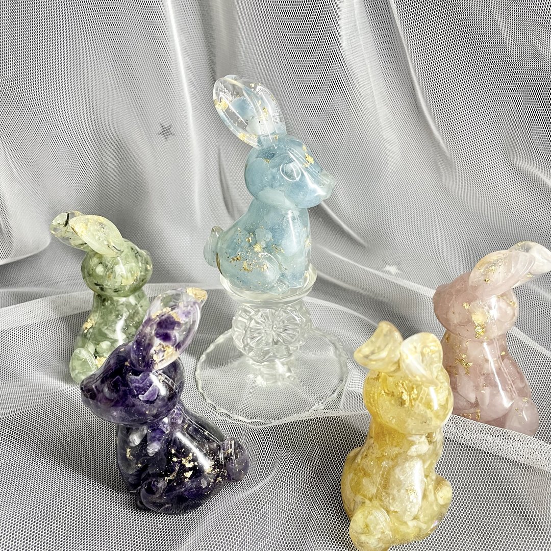 【手工制作】-天然能量水晶兔/水晶摆饰/附底座 - 摆饰 - 宝石 