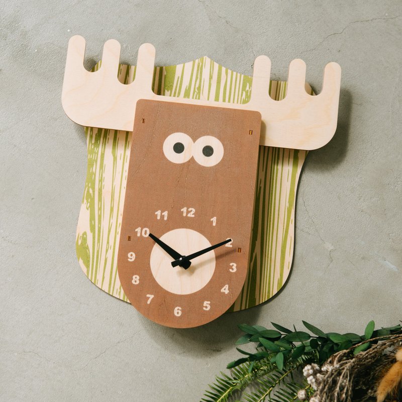 modern moose-3D时钟 挂钟-大鹿 图样 - 时钟/闹钟 - 木头 黑色