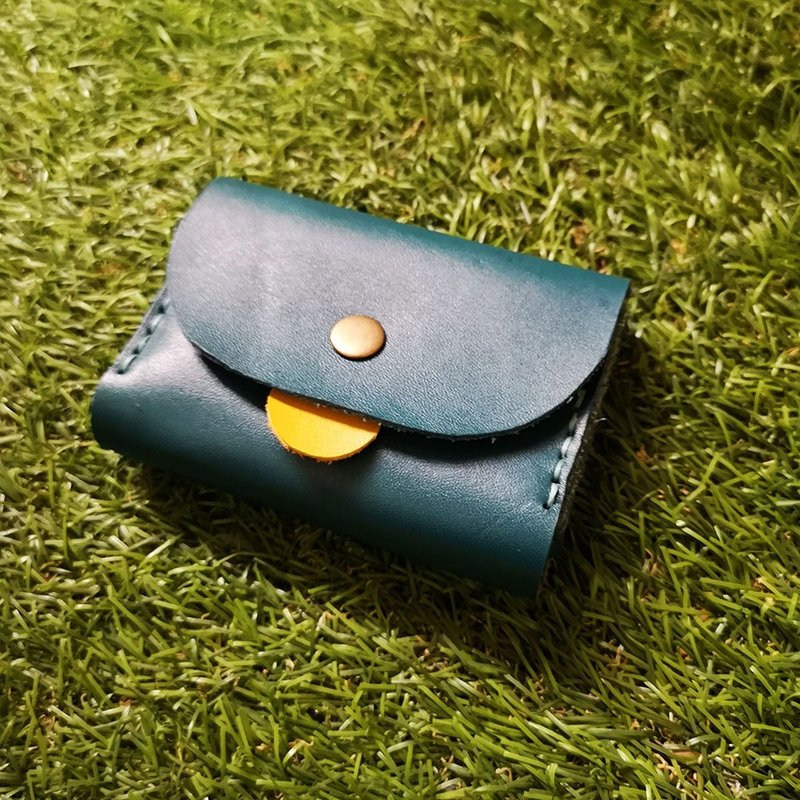 双层卡片牛皮零钱包-森林绿色牛皮萌舌版 - 零钱包 - 真皮 