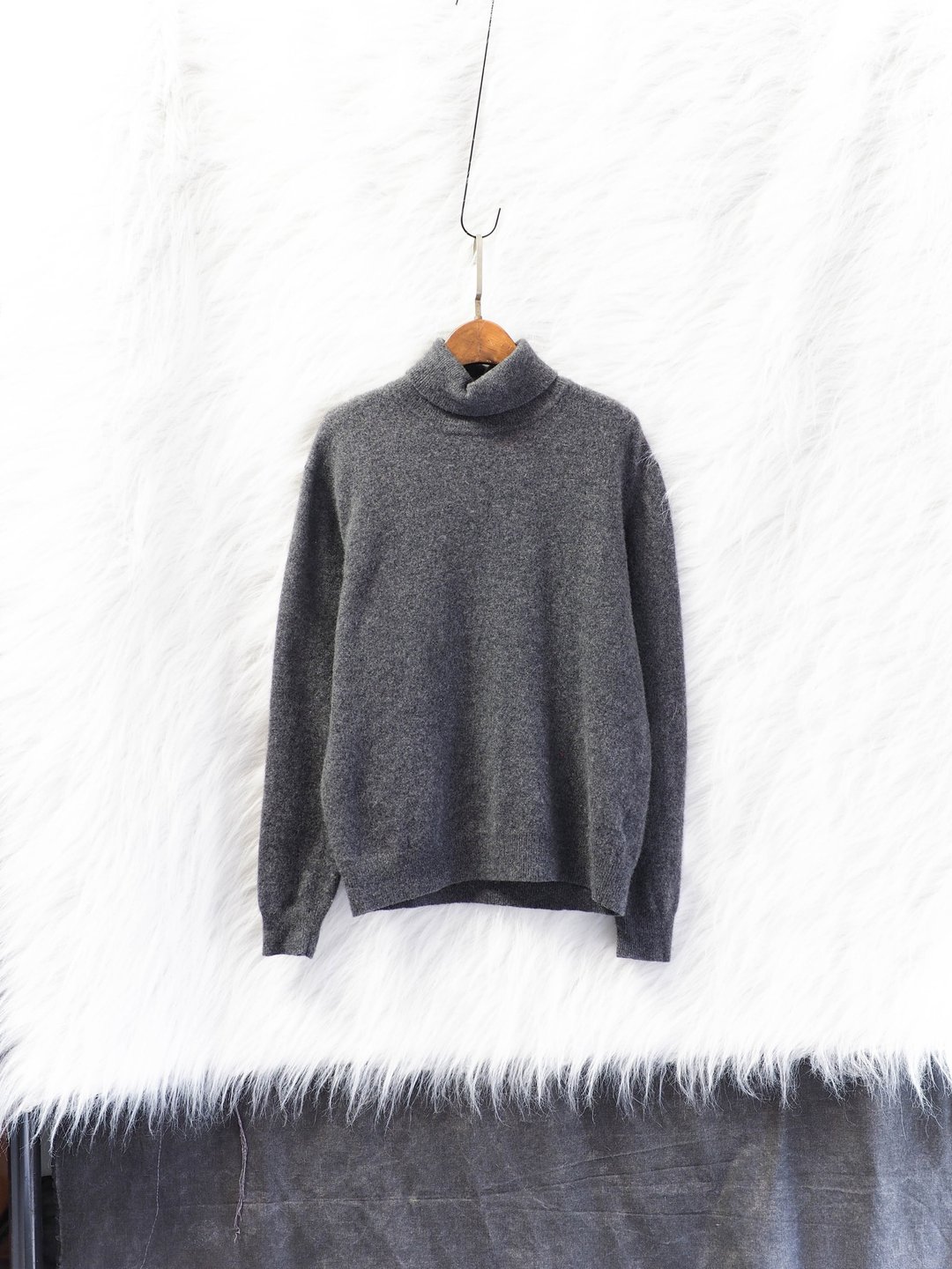 山口深灰柔柔轻暖立领手札 古董喀什米尔羊绒古着毛衣 cashmere - 女装针织衫/毛衣 - 羊毛 灰色