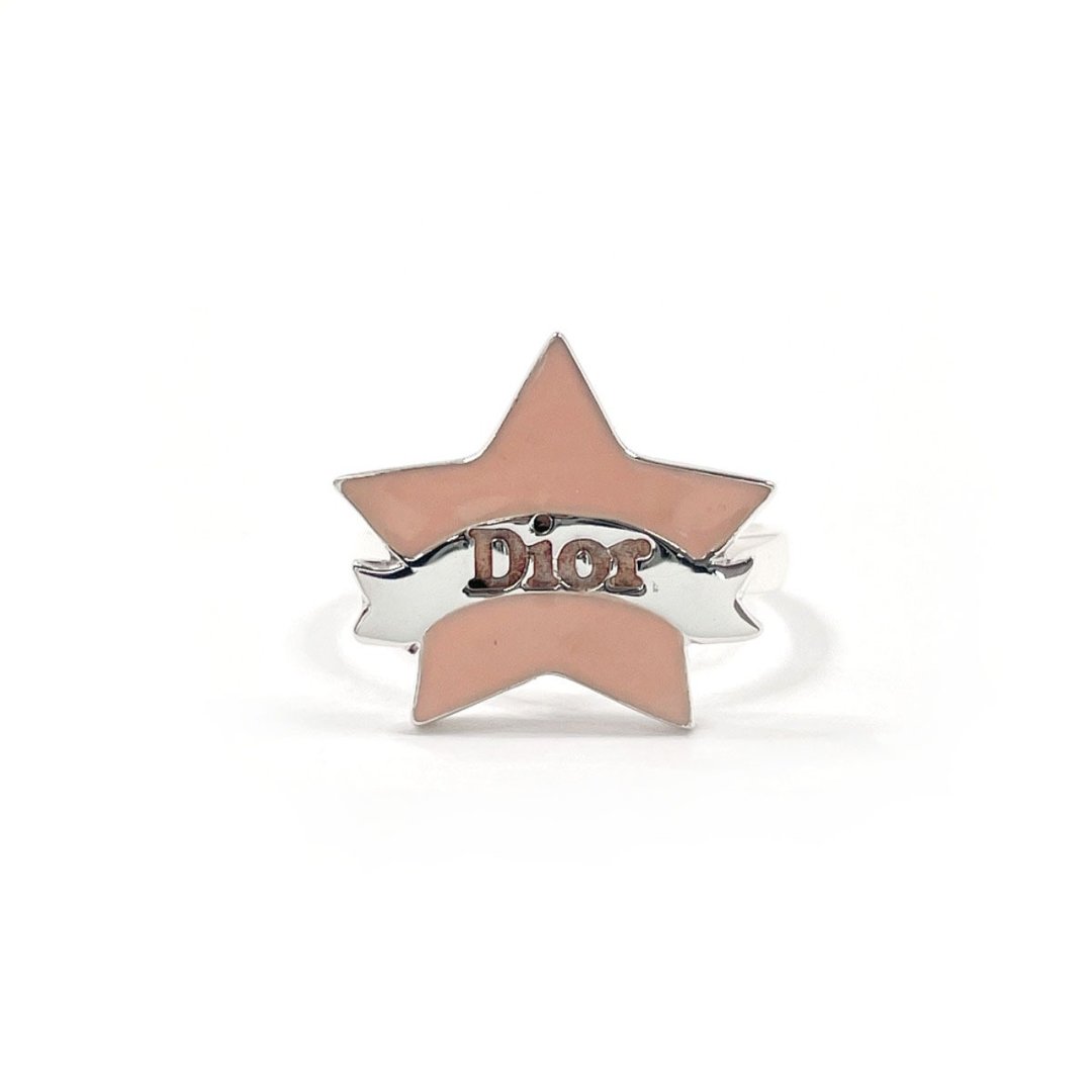 【日本直送 二手美品】10号 迪奥 Dior 戒指 星星 蝴蝶结 银925 粉色 古董饰品 已抛光 - 戒指 - 纯银 银色