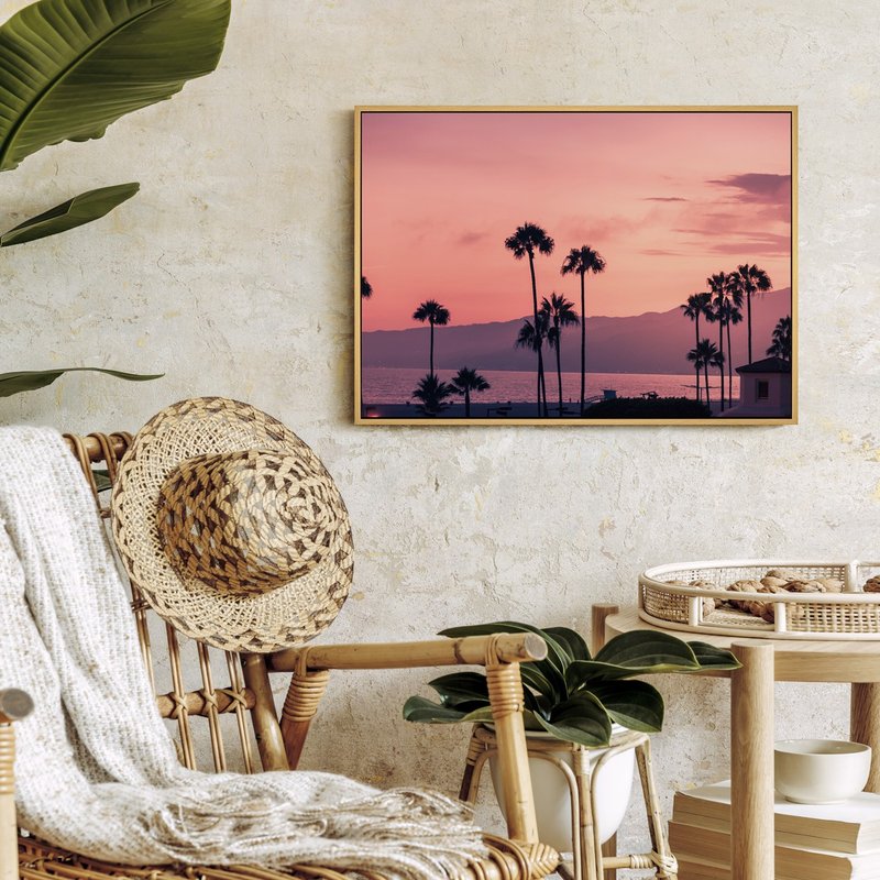 粉色日落 - 美国圣塔莫尼卡夕阳挂画/城市风景/边柜摆设 - 海报/装饰画/版画 - 棉．麻 多色