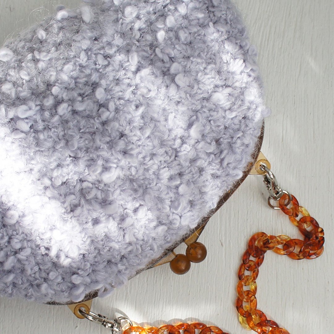 Ba-ba handmade Crochet pouch No.C1359 - 手拿包 - 其他材质 灰色