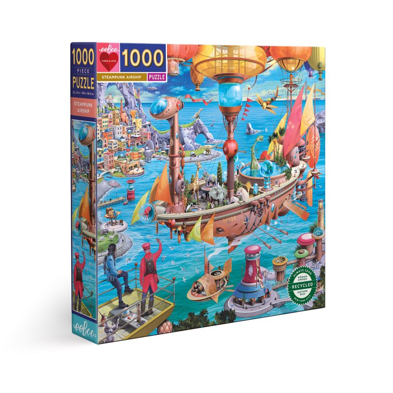 eeBoo 1000片拼图-蒸气飞艇Steampunk Airship 1000 Piece Puzzle - 拼图 - 纸 蓝色