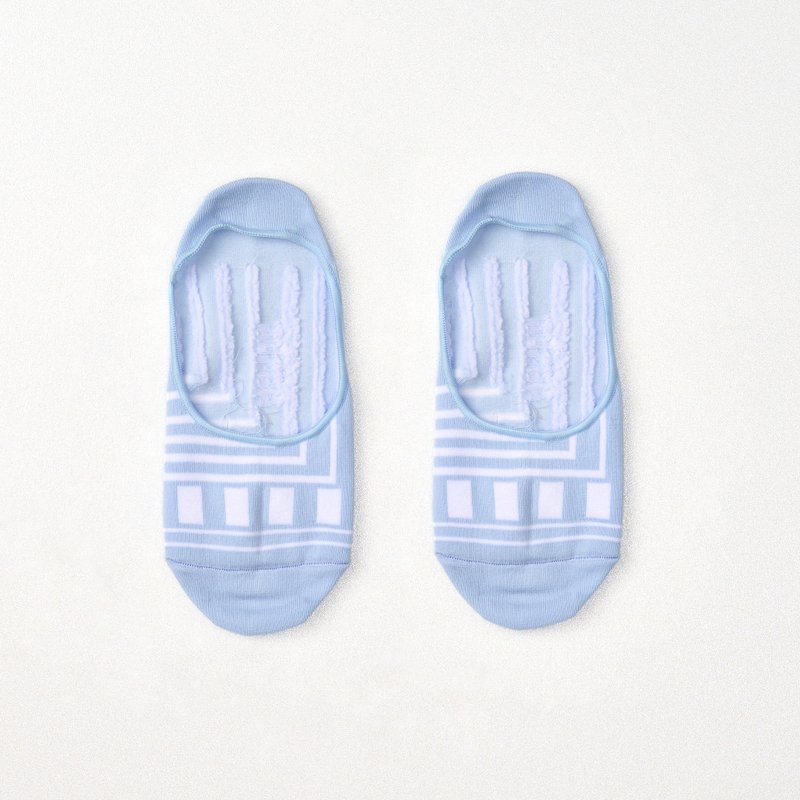 点线面 防滑隐形袜 - 浅蓝(M) - 袜子 - 棉．麻 蓝色