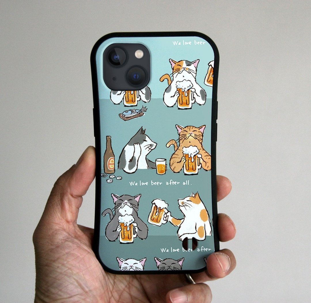 抓握 iPhone 手机壳 猫咪用啤酒敬酒蓝灰 - 手机壳/手机套 - 塑料 灰色