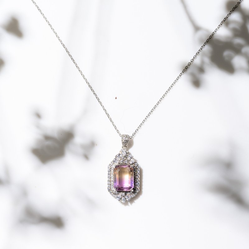 丰盛贵人 | 紫黄晶 紫水晶黄水晶 旺财智慧贵人 宝石项链 925纯银 - 项链 - 宝石 紫色