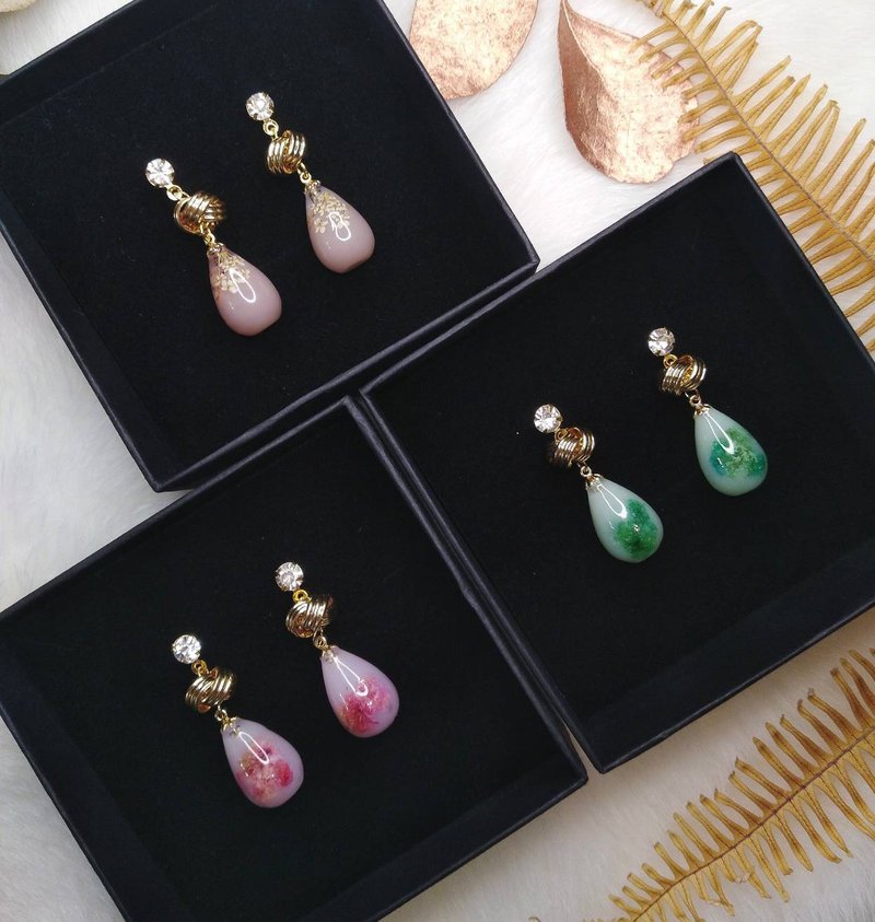 浮容手作房HIBISCUS#华之雫#耳环/干燥花 - 耳环/耳夹 - 其他材质 白色