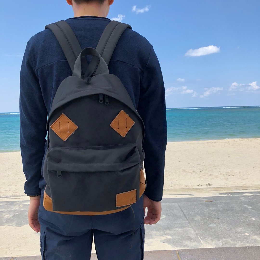 Classical backpack in cordura and natural shrink leather [black] - 后背包/双肩包 - 真皮 黑色