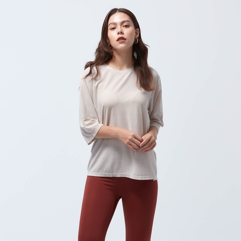 Cozee-抗菌华夫格造型上衣-银啡麻 - 女装上衣 - 聚酯纤维 灰色