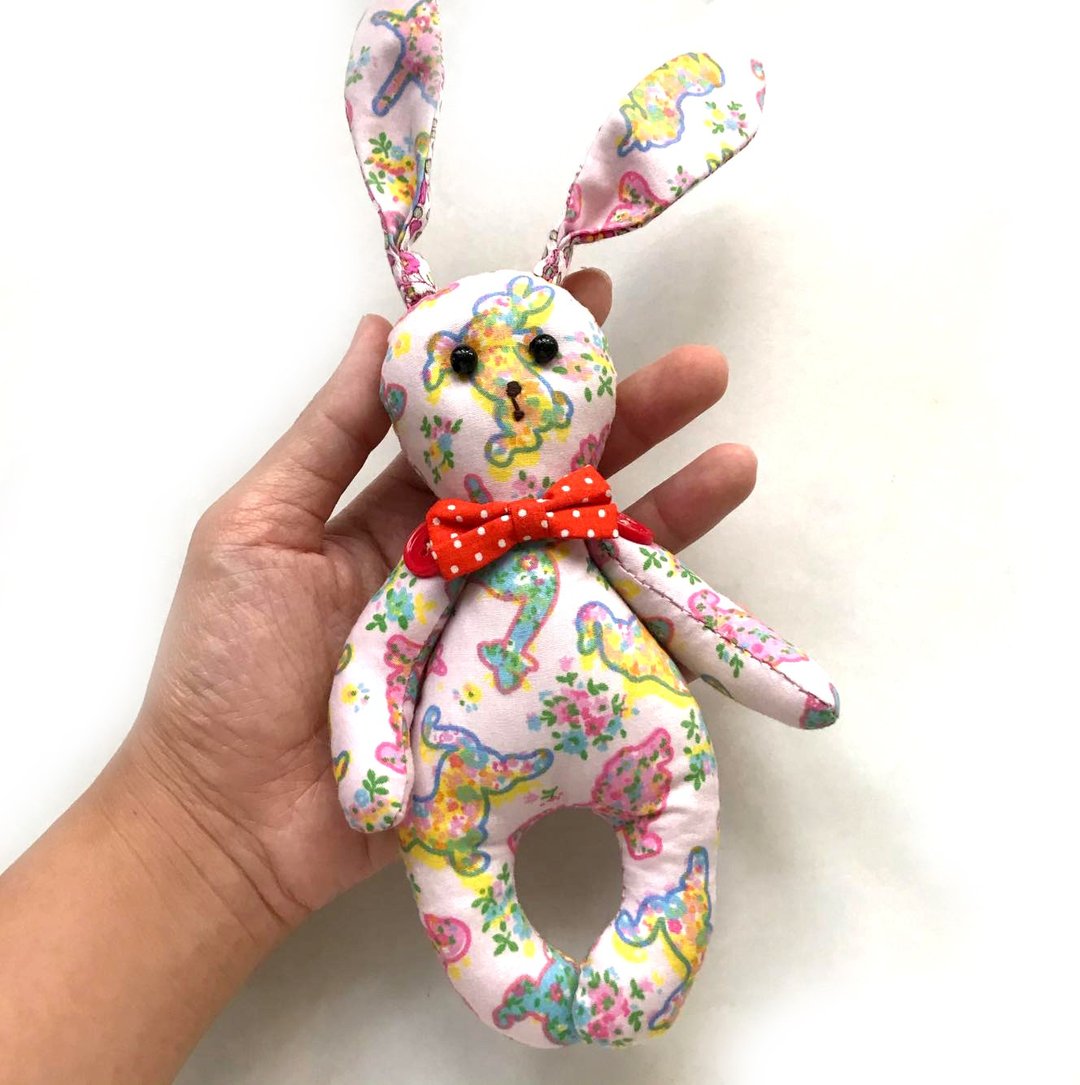 Handcraft Thai Fabric White Rabbit Doll - 玩具/玩偶 - 棉 白色