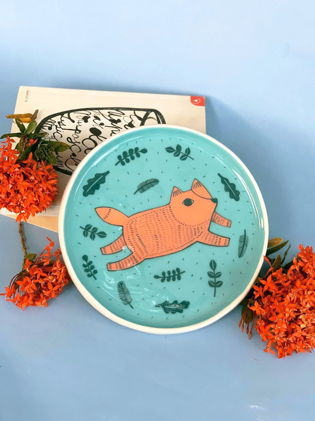 Fox Plates (L) l ceramics l May&amp;Clay Cera l ceramics l May&amp;Clay Ceramics Studio - 花瓶/陶器 - 陶 咖啡色