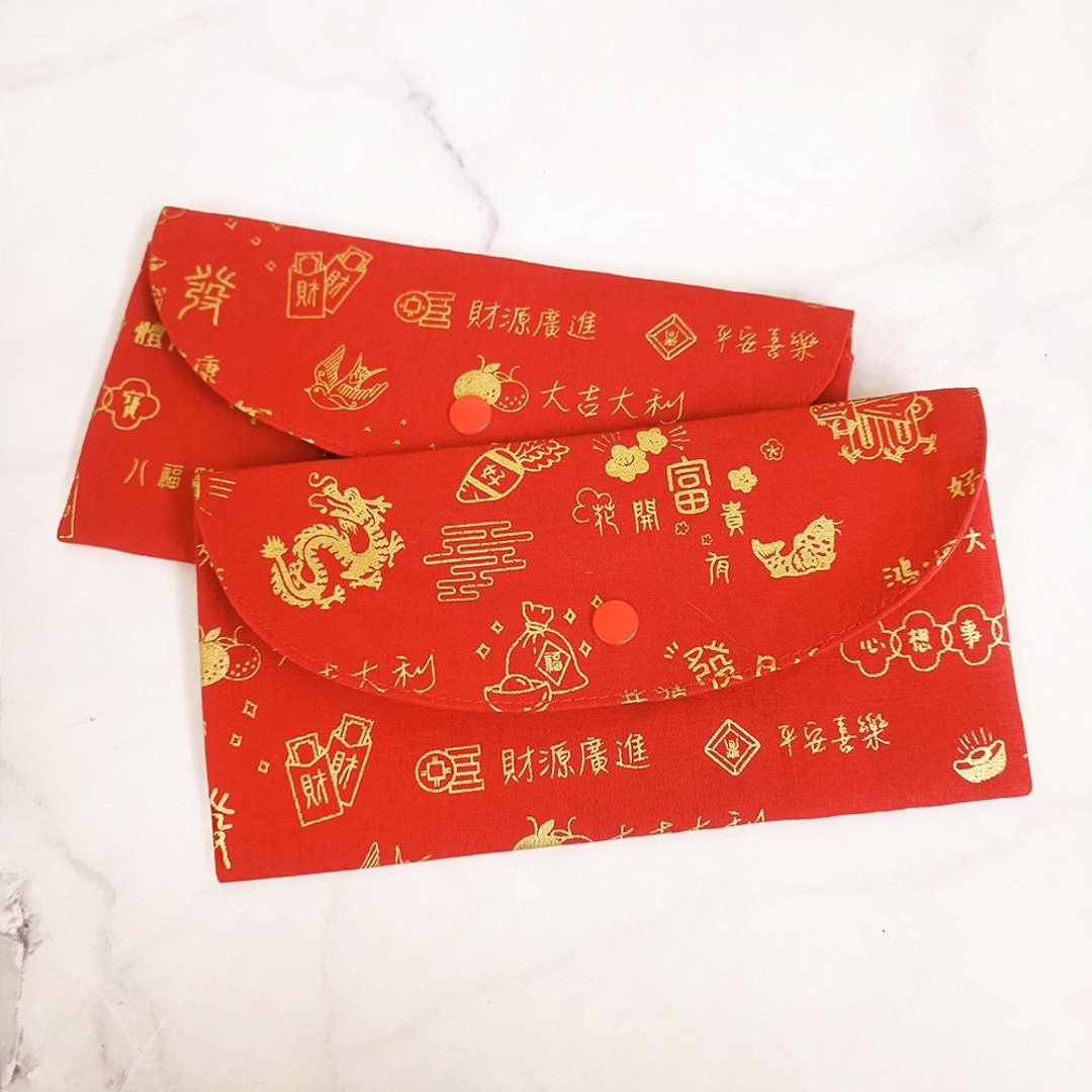 龙年 辰龙年 烫金手工长型布红包袋 存折袋 - 红包/春联 - 棉．麻 红色